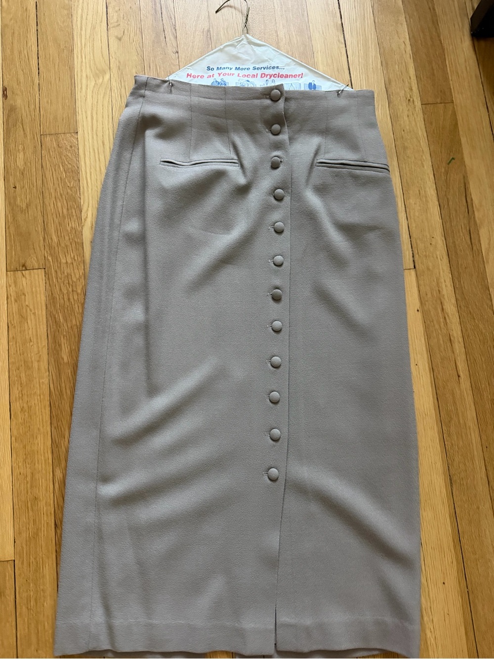 vintage Sunny Names high-waisted button-front maxi skirt in taupe/beige 14